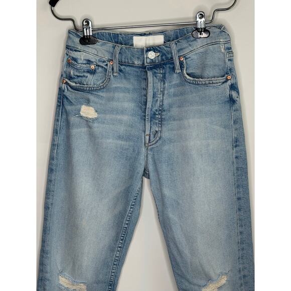 Mother The Tomcat High Waisted Distressed Denim Straight Jeans The Confession 27 - Picture 3 of 13